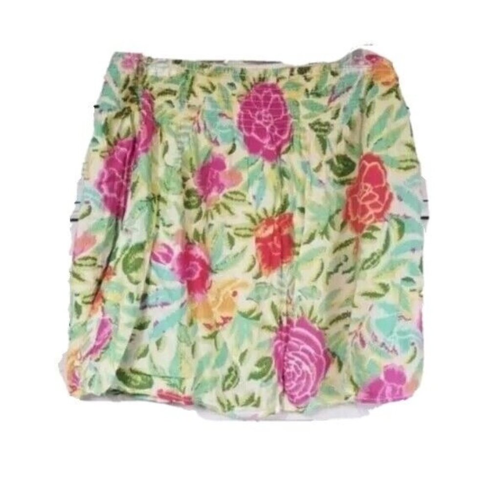 Womens Stretchy Green Pink Floral Mini Skirt Size 8